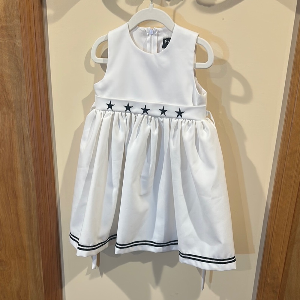 White Sleeveless A-Line Dress with Pleated Embellishments